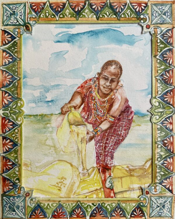 maasai woman filling water
