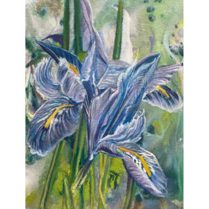 Blue Iris Acrylic Oil on canvas