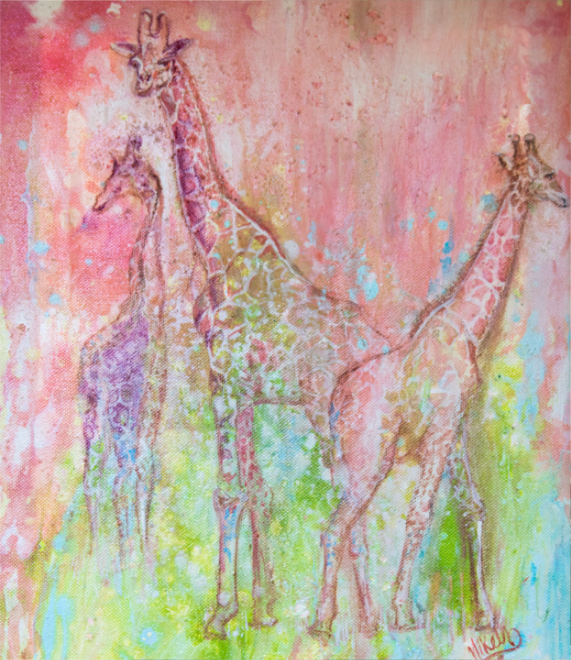 Giraffe family painting