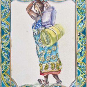 painting of african lady carrying water