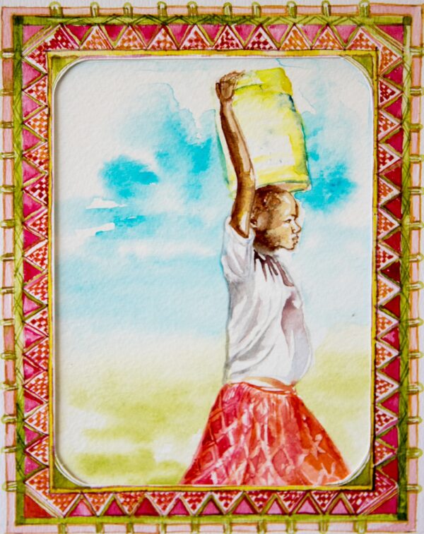 painting of girl carrying water